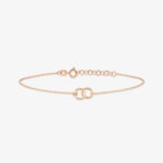 Gold Double Circle Bracelet, Dainty Linked Rings, Friendship Jewelry - Görsel 3