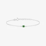 14k Gold Clover Bracelet, Green Enamel Lucky Charm - Görsel 3
