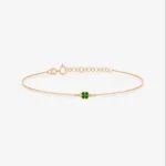 14k Gold Clover Bracelet, Green Enamel Lucky Charm - Görsel 6