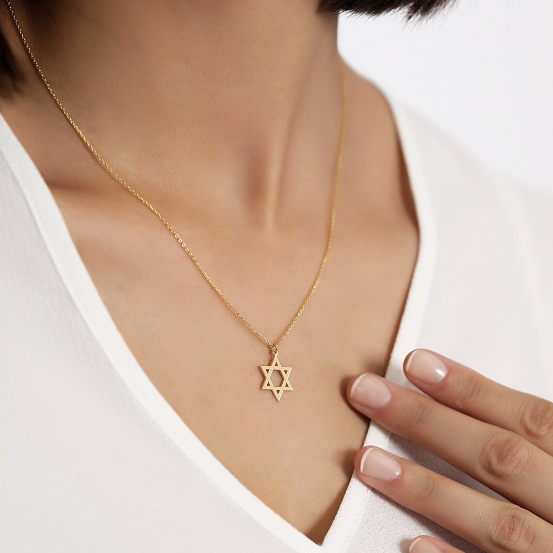 il_1140xN.5425047665_nzk3 18K Gold Vermeil Star of David Necklace | Jewish Jewelry - Görsel 1