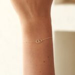 Gold Double Circle Bracelet, Dainty Linked Rings, Friendship Jewelry - Görsel 5