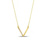 18K Gold Vermeil Diamond V Necklace | Elegant Zircon Accent - Görsel 3
