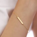 18K Vermeil Gold Bar Bracelet | Delicate Cable Chain - Görsel 4