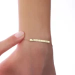 14K Solid Gold Personalized Name Bracelet | Engraved Bar Jewelry - Görsel 2