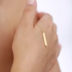 18K Vermeil Gold Bar Bracelet | Delicate Cable Chain - Görsel 6