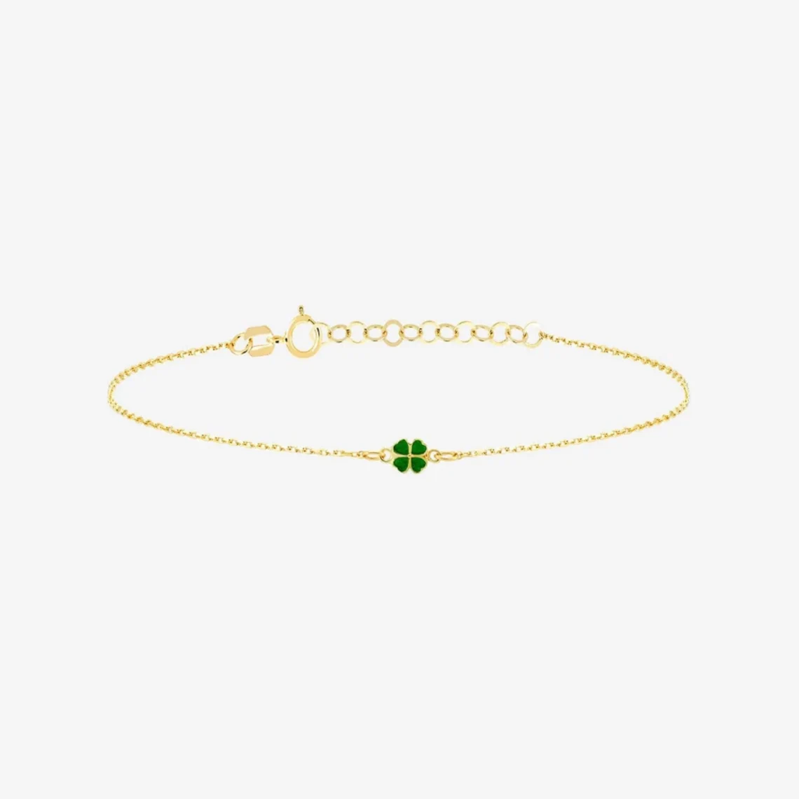 il_1140xN.5647024158_n9qf 14k Gold Clover Bracelet, Green Enamel Lucky Charm - Görsel 1