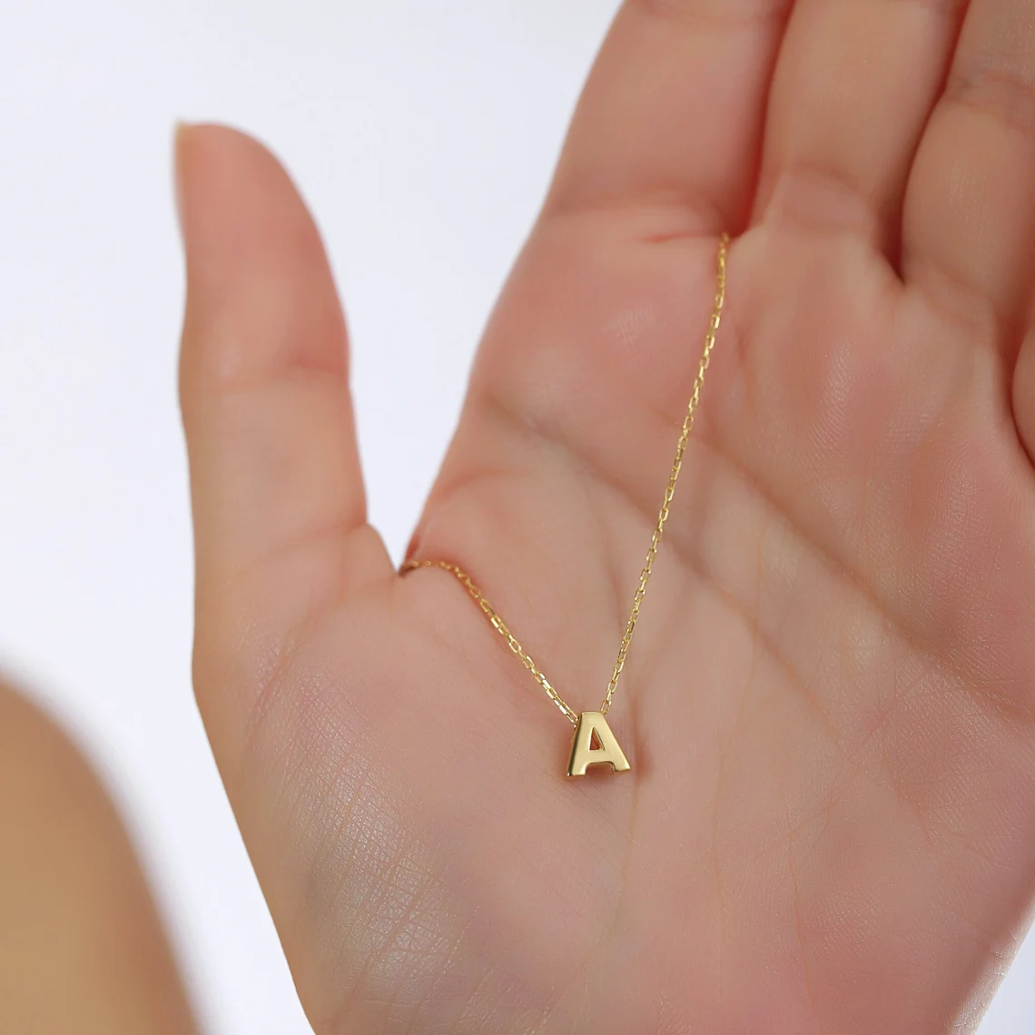 il_1140xN.5647025824_trhl 18K Gold Vermeil Initial Necklace: Personalized Letter Jewelry - Görsel 1