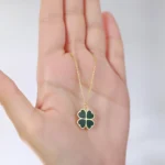 18K Vermeil Clover Necklace | Lucky Four Leaf Pendant - Görsel 6