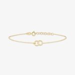 Gold Double Circle Bracelet, Dainty Linked Rings, Friendship Jewelry