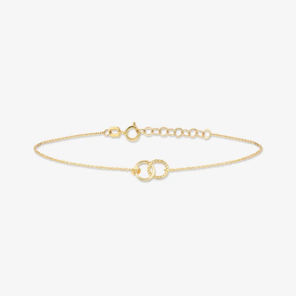 il_1140xN.5695044227_bauq Gold Double Circle Bracelet, Dainty Linked Rings, Friendship Jewelry - Görsel 1