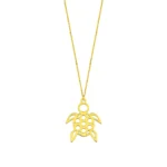 18K Gold Vermeil Turtle Pendant Necklace | Sea Life Charm - Görsel 2