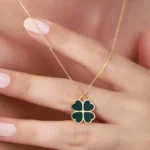 18K Vermeil Clover Necklace | Lucky Four Leaf Pendant - Görsel 2