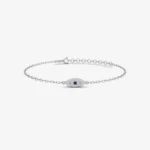 14k Gold Evil Eye Bracelet, Dainty CZ Charm, Adjustable Chain - Görsel 7