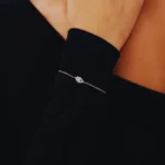 Dainty 14k Rose Gold Hamsa Bracelet, White & Blue Stone Evil Eye Charm