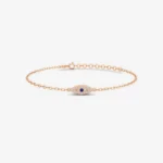 14k Gold Evil Eye Bracelet, Dainty CZ Charm, Adjustable Chain - Görsel 5