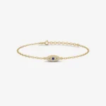 14k Gold Evil Eye Bracelet, Dainty CZ Charm, Adjustable Chain - Görsel 3