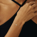 Dainty Diamond Cross Bracelet, 10k Gold Christian Jewelry