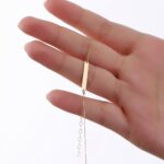 Minimalist Solid Gold Bar Bracelet, 10k 14k Yellow Gold, Dainty Layering Chain - Görsel 2