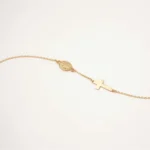 14K Gold Cross & Virgin Mary Bracelet | Religious Charm - Görsel 3