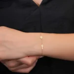 14K Gold Cross & Virgin Mary Bracelet | Religious Charm