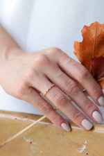 Gold Diamond Eternity Ring, Marquise Milgrain Stacking Band - Görsel 6