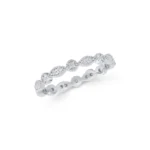 Gold Cubic Zircon Diamond Eternity Band Ring, Marquise & Round Milgrain Design - Görsel 4