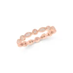 Gold Cubic Zircon Diamond Eternity Band Ring, Marquise & Round Milgrain Design - Görsel 6
