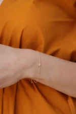 14k Gold Star of David Bracelet, Pavé Charm, Minimalist Judaica - Görsel 8