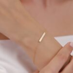 Minimalist Solid Gold Bar Bracelet, 10k 14k Yellow Gold, Dainty Layering Chain