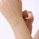 14K Solid Gold Dove Bracelet: Delicate Bird Charm Jewelry