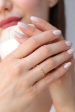 Gold Diamond Eternity Ring, Marquise Milgrain Stacking Band - Görsel 4