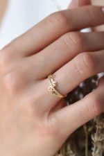 Gold Custom Double Name Ring with Pavé Diamonds - Görsel 8