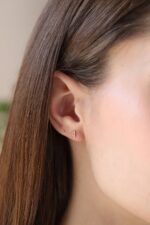 10k Gold Initial Stud Earring, Pavé CZ Letter, Monogram Jewelry - Görsel 5