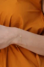 14k Gold Star of David Bracelet, Pavé Charm, Minimalist Judaica - Görsel 6