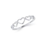 10k 14k Gold Heart Band Ring, Dainty Stacking Ring - Görsel 7