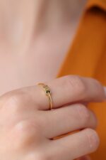 14k Gold Butterfly Ring: Minimalist Stacking Ring, Elegant Gift - Görsel 8