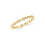 Gold Diamond Eternity Ring, Marquise Milgrain Stacking Band - Görsel 3