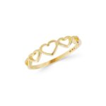 10k 14k Gold Heart Band Ring, Dainty Stacking Ring - Görsel 3
