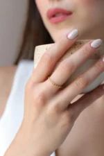 14k Gold Link Ring, Minimalist Chain Band, Stacking Ring