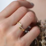 Gold Custom Double Name Ring with Pavé Diamonds