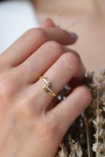 Gold Custom Double Name Ring with Pavé Diamonds