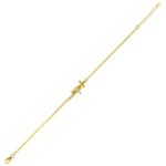 Gold Double Cross Bracelet, CZ Faith Jewelry - Görsel 3
