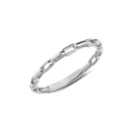 14k Gold Chain Link Ring, Minimalist Stacking Band - Görsel 6