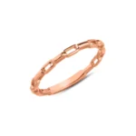 14k Gold Chain Link Ring, Minimalist Stacking Band - Görsel 4