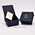 14k Gold Chain Link Ring, Minimalist Stacking Band - Görsel 7