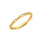 14k Gold Chain Link Ring, Minimalist Stacking Band - Görsel 3
