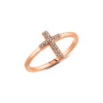 14k Gold Diamond Cross Ring, Elegant Pavé Faith Jewelry - Görsel 6