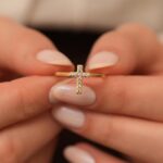 14k Gold Diamond Cross Ring, Elegant Pavé Faith Jewelry - Görsel 5