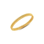 14k Gold Beaded Band Ring, Minimalist Stacking Ring - Görsel 3