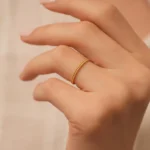 14k Gold Beaded Band Ring, Minimalist Stacking Ring